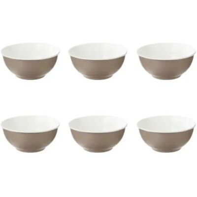 Secret De Gourmet Lot de 6 Bols en Porcelaine Nature 52cl Taupe - Publicité Secret De Gourmet Lot de 6 Bols en Porcelaine Nature 52cl Taupe - Publicité