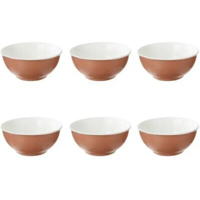Secret De Gourmet Lot de 6 Bols en Porcelaine Nature 52cl Terracotta - Publicité Secret De Gourmet Lot de 6 Bols en Porcelaine Nature 52cl Terracotta - Publicité