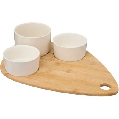 Secret De Gourmet Service Apéritif 4 Pièces Bambou 35cm Blanc - Publicité Secret De Gourmet Service Apéritif 4 Pièces Bambou 35cm Blanc - Publicité