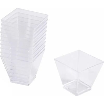 Paris Prix Lot de 25 Verrines Carrées en Plastique Réutilisable Mini Apéritif 6cl Argent - Publicité Paris Prix Lot de 25 Verrines Carrées en Plastique Réutilisable Mini Apéritif 6cl Argent - Publicité