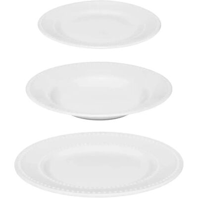 Secret De Gourmet Service de Table en Porcelaine 18 Pièces Perle 27cm Blanc - Publicité Secret De Gourmet Service de Table en Porcelaine 18 Pièces Perle 27cm Blanc - Publicité