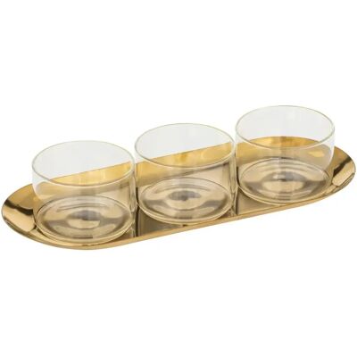Secret De Gourmet Service Apéritif 4 Pièces Automne 30cm Or - Publicité Secret De Gourmet Service Apéritif 4 Pièces Automne 30cm Or - Publicité