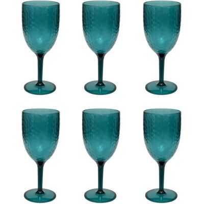 Five Simply Smart Lot de 6 Verres à Pied Réutilisables Estiva 35cl Bleu Pétrole - Publicité Five Simply Smart Lot de 6 Verres à Pied Réutilisables Estiva 35cl Bleu Pétrole - Publicité