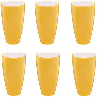 Five Simply Smart Lot de 6 Verres en Plastique Réutilisable Square 50cl Moutarde - Publicité Five Simply Smart Lot de 6 Verres en Plastique Réutilisable Square 50cl Moutarde - Publicité