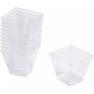 Paris Prix Lot de 25 Verrines Carrées en Plastique Réutilisable Mini Apéritif 6cl Or - Publicité Paris Prix Lot de 25 Verrines Carrées en Plastique Réutilisable Mini Apéritif 6cl Or - Publicité
