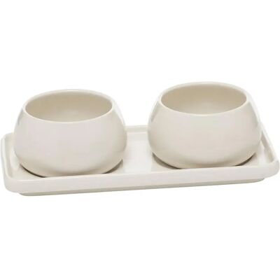 Secret De Gourmet Service Apéritif 3 Pièces Nora 20cm Blanc - Publicité Secret De Gourmet Service Apéritif 3 Pièces Nora 20cm Blanc - Publicité