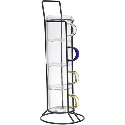Paris Prix Lot de 4 Tasses à Café Avec Support Paradis 8cm Transparent - Publicité Paris Prix Lot de 4 Tasses à Café Avec Support Paradis 8cm Transparent - Publicité