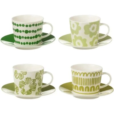 Paris Prix Lot de 4 Tasses & Sous-Tasses Fiesta Sud 22Cl Vert - Publicité Paris Prix Lot de 4 Tasses & Sous-Tasses Fiesta Sud 22Cl Vert - Publicité