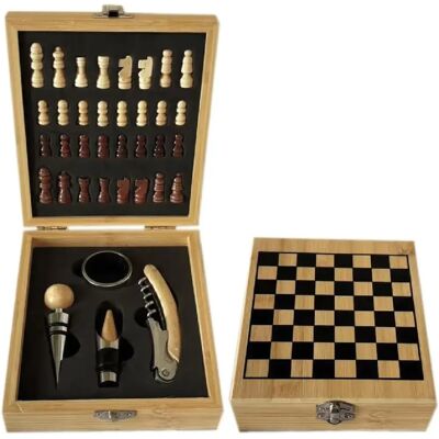 Vendos85 Coffret 4 pièces accessoires vin en bois poli - Publicité Vendos85 Coffret 4 pièces accessoires vin en bois poli - Publicité