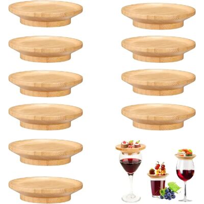 Vendos85 Assiette en Bois pour Verre à Vin Multifonction - Publicité Vendos85 Assiette en Bois pour Verre à Vin Multifonction - Publicité