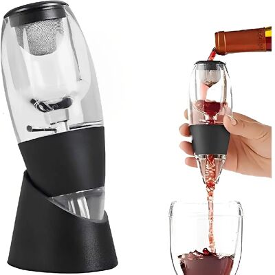 Vendos85 Décanteur et aérateur à vin en verre – Noir - Publicité Vendos85 Décanteur et aérateur à vin en verre – Noir - Publicité