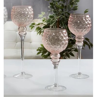 Alexandra House Living Tasse hexagonale en verre rose pâle 40 cm. S/3 13Dx30/35/40 cm - Publicité Alexandra House Living Tasse hexagonale en verre rose pâle 40 cm. S/3 13Dx30/35/40 cm - Publicité