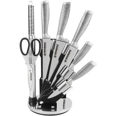 Set de couteaux 8 Pièces Noir Herzberg HGSKN8-BLK - Publicité Set de couteaux 8 Pièces Noir Herzberg HGSKN8-BLK - Publicité