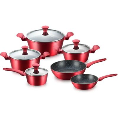 Ensemble de cuisine 10 pièces induction Rouge Métallique Royalty Line RLFD10M-RED - Publicité Ensemble de cuisine 10 pièces induction Rouge Métallique Royalty Line RLFD10M-RED - Publicité