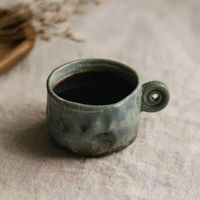 Decopine Lot de 4 tasses espresso 50 ml en céramique – style wabi-sabi – Bleu - Publicité Decopine Lot de 4 tasses espresso 50 ml en céramique – style wabi-sabi – Bleu - Publicité