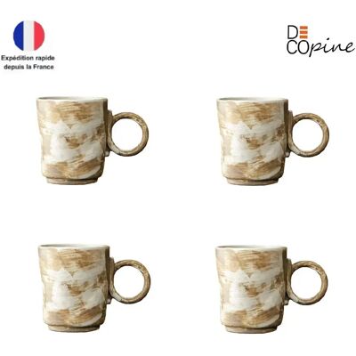 Decopine Lot de 4 tasses à café 150 ml – Blanc – Style wabi-sabi – Décopine - Publicité Decopine Lot de 4 tasses à café 150 ml – Blanc – Style wabi-sabi – Décopine - Publicité