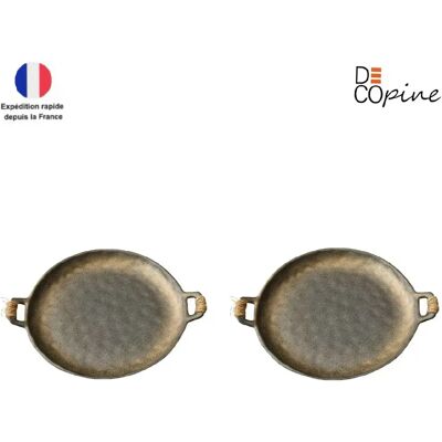 Decopine Lot de 2 plateaux à fruits dorés – wabi-sabi – 31×25×2 cm - Publicité Decopine Lot de 2 plateaux à fruits dorés – wabi-sabi – 31×25×2 cm - Publicité