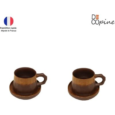 Decopine Tasse à café en grès rouge 330 ml avec soucoupe – Lot de 2 - Publicité Decopine Tasse à café en grès rouge 330 ml avec soucoupe – Lot de 2 - Publicité