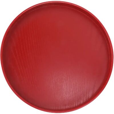 Autre Vue Plateau à thé rond pour le service du thé vert, en bois rouge bordeaux, 27 cm / 10,63 po - Publicité Autre Vue Plateau à thé rond pour le service du thé vert, en bois rouge bordeaux, 27 cm / 10,63 po - Publicité