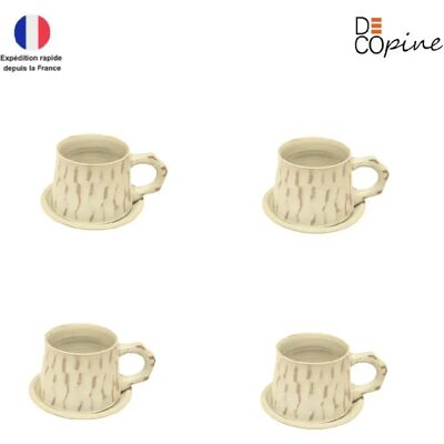 Decopine Lot de 4 tasses à café 300 ml avec soucoupes – Style Wabi-Sabi – Fait main - Publicité Decopine Lot de 4 tasses à café 300 ml avec soucoupes – Style Wabi-Sabi – Fait main - Publicité