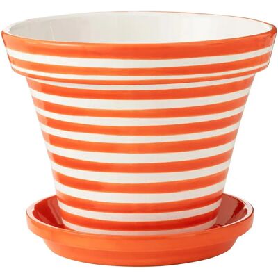 Paris Prix Pot Avec Soucoupe en Céramique Granada Rayure 50cm Orange - Publicité Paris Prix Pot Avec Soucoupe en Céramique Granada Rayure 50cm Orange - Publicité