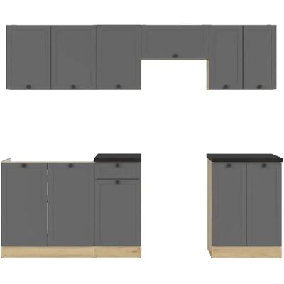 Pegane Cuisine complète 240 cm - Gris graphite - Publicité Pegane Cuisine complète 240 cm - Gris graphite - Publicité