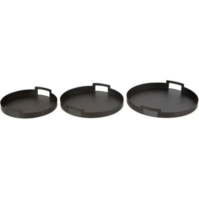 J-Line Set de 3 plateaux rond en métal noir 45x45x6.5 cm - Publicité J-Line Set de 3 plateaux rond en métal noir 45x45x6.5 cm - Publicité