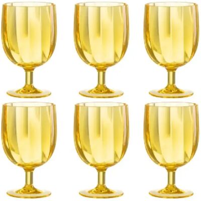 J-Line Boite de 6 verres à vin en plastique jaune H.15 cm - Publicité J-Line Boite de 6 verres à vin en plastique jaune H.15 cm - Publicité