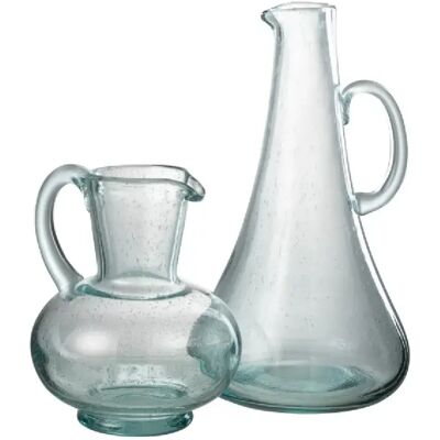 J-Line Carafe avec anse en verre bleu 19.5x19x34 cm - Publicité J-Line Carafe avec anse en verre bleu 19.5x19x34 cm - Publicité