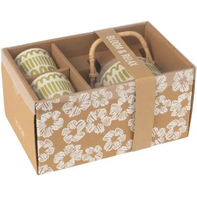 J-Line Set théière et 2 mugs en céramique verte 600ml - Publicité J-Line Set théière et 2 mugs en céramique verte 600ml - Publicité
