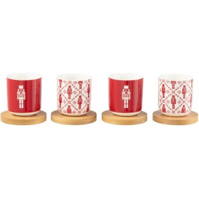 J-Line Lot de 4 tasses en céramique rouge 13.8x13.8x7.5 cm - Publicité J-Line Lot de 4 tasses en céramique rouge 13.8x13.8x7.5 cm - Publicité