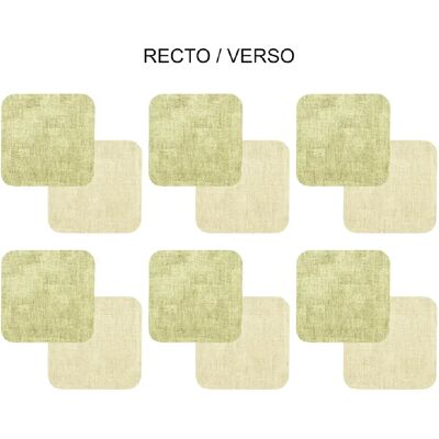 Table Passion Set de 6 dessous de verre carré verte beige - Publicité Table Passion Set de 6 dessous de verre carré verte beige - Publicité