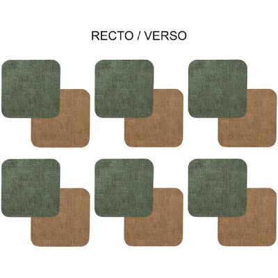 Table Passion Set de 6 dessous de verre carré vert marron - Publicité Table Passion Set de 6 dessous de verre carré vert marron - Publicité