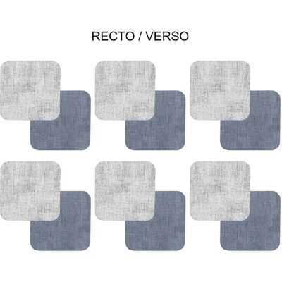 Table Passion Set de 6 dessous de verre carré gris bleu - Publicité Table Passion Set de 6 dessous de verre carré gris bleu - Publicité