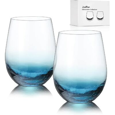 Vendos85 Verres à Vin Bleus Craquelés 560 ml - Publicité Vendos85 Verres à Vin Bleus Craquelés 560 ml - Publicité