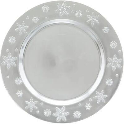 ATMOSPHERA Assiette de Présentation Flocon 33cm Argent - Publicité ATMOSPHERA Assiette de Présentation Flocon 33cm Argent - Publicité