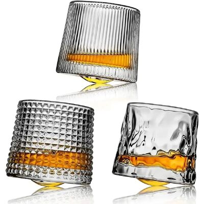 Vendos85 Lot de 3 verres à whisky rotatifs en cristal – 160 ml - Publicité Vendos85 Lot de 3 verres à whisky rotatifs en cristal – 160 ml - Publicité
