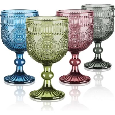 Vendos85 Lot de 4 Verres à Vin Vintage 350 ml - Publicité Vendos85 Lot de 4 Verres à Vin Vintage 350 ml - Publicité
