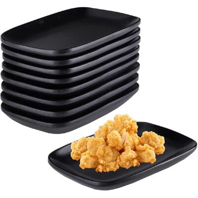 Vendos85 Lot de 8 assiettes à dessert en mélamine noire 15,5 cm - Publicité Vendos85 Lot de 8 assiettes à dessert en mélamine noire 15,5 cm - Publicité