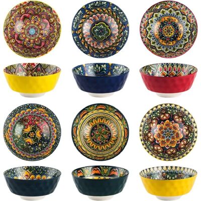 Vendos85 Set de 6 bols bohème en porcelaine – 7,5 x 16?cm - Publicité Vendos85 Set de 6 bols bohème en porcelaine – 7,5 x 16?cm - Publicité