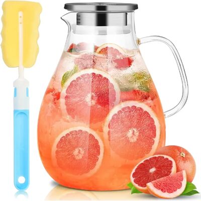 Vendos85 Carafe en verre borosilicate 3 L avec couvercle inox - Publicité Vendos85 Carafe en verre borosilicate 3 L avec couvercle inox - Publicité
