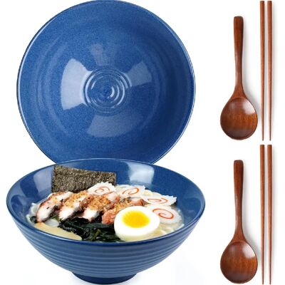 Vendos85 Bol à ramen japonais 1200 ml en céramique artisanale Bleu saphir - Publicité Vendos85 Bol à ramen japonais 1200 ml en céramique artisanale Bleu saphir - Publicité