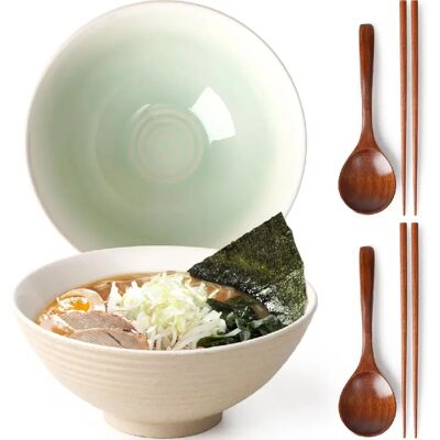Vendos85 Bol à ramen japonais 1200 ml en céramique artisanale Bleu sarcelle - Publicité Vendos85 Bol à ramen japonais 1200 ml en céramique artisanale Bleu sarcelle - Publicité