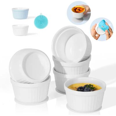 Vendos85 Lot de 6 Ramequins Crème Brûlée en Céramique avec Sous-Verres - Publicité Vendos85 Lot de 6 Ramequins Crème Brûlée en Céramique avec Sous-Verres - Publicité
