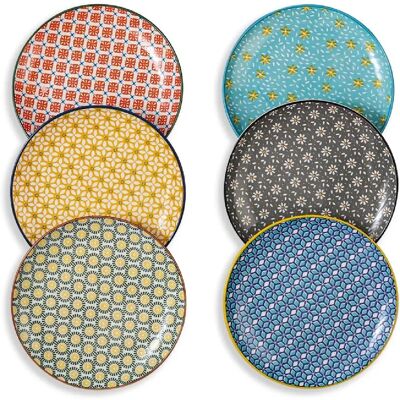 Vendos85 Assiettes plates en porcelaine colorée 20,3 cm – lot de 6 - Publicité Vendos85 Assiettes plates en porcelaine colorée 20,3 cm – lot de 6 - Publicité