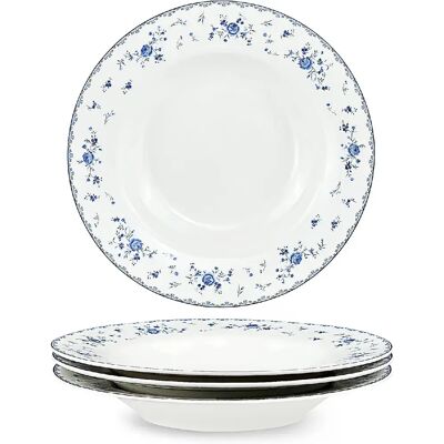 Vendos85 Lot de 4 assiettes creuses en porcelaine motif floral 21,8?cm - Publicité Vendos85 Lot de 4 assiettes creuses en porcelaine motif floral 21,8?cm - Publicité