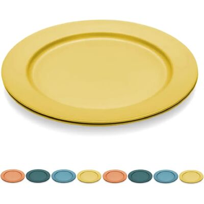 Vendos85 Ensemble 8 assiettes incassables en plastique jaune - Publicité Vendos85 Ensemble 8 assiettes incassables en plastique jaune - Publicité
