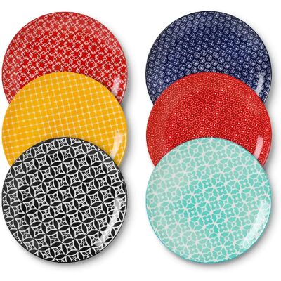 Vendos85 Assiettes colorées en porcelaine – lot de 6 - Publicité Vendos85 Assiettes colorées en porcelaine – lot de 6 - Publicité