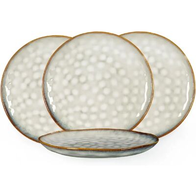 Vendos85 Set de 4 assiettes creuses en grès beige – 28 cm - Publicité Vendos85 Set de 4 assiettes creuses en grès beige – 28 cm - Publicité