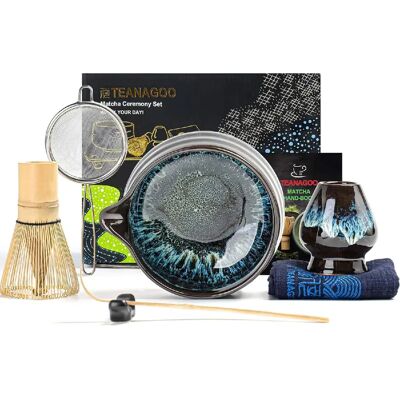 Vendos85 Set de cérémonie matcha 7 pièces en céramique et bambou - Publicité Vendos85 Set de cérémonie matcha 7 pièces en céramique et bambou - Publicité